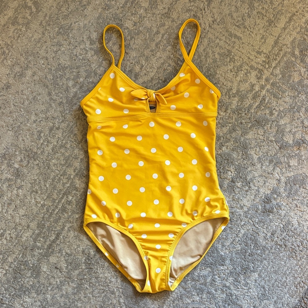 Old Navy Yellow Polka Dot Kids One Piece Swimsuit Sz L